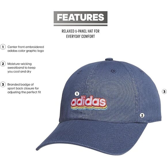 Adidas Women\'s Ink Blue White Baseball Adjustable Cotton Athletic Relaxed Hat main image 5